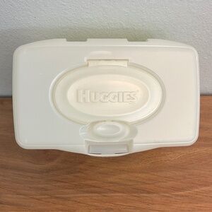 Huggies VTG Baby Wipes EMPTY Container Pop Up Refillable White Hard Plastic Tub